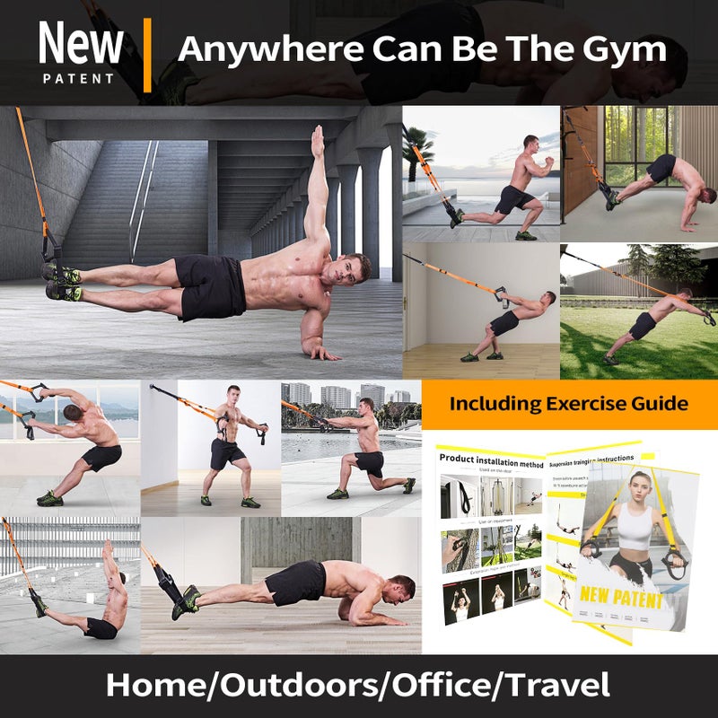Moulyan Bodyweight Resistance Training Straps,Suspension Training Straps Complete Home Gym Fitness Trainer kit for Full-Body Workout Easy Setup Gym Home Outdoors - Image 5